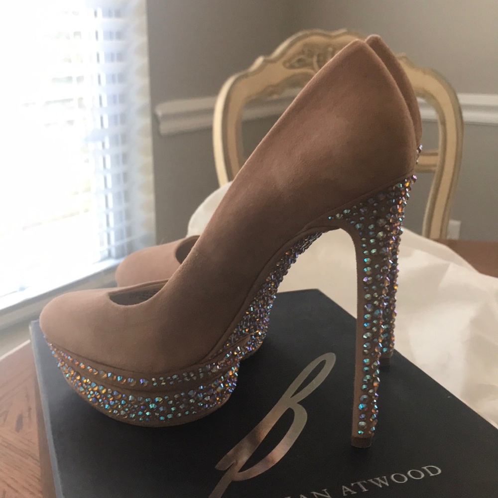 Brian Atwood Suede & Swarovski Crystal Heels